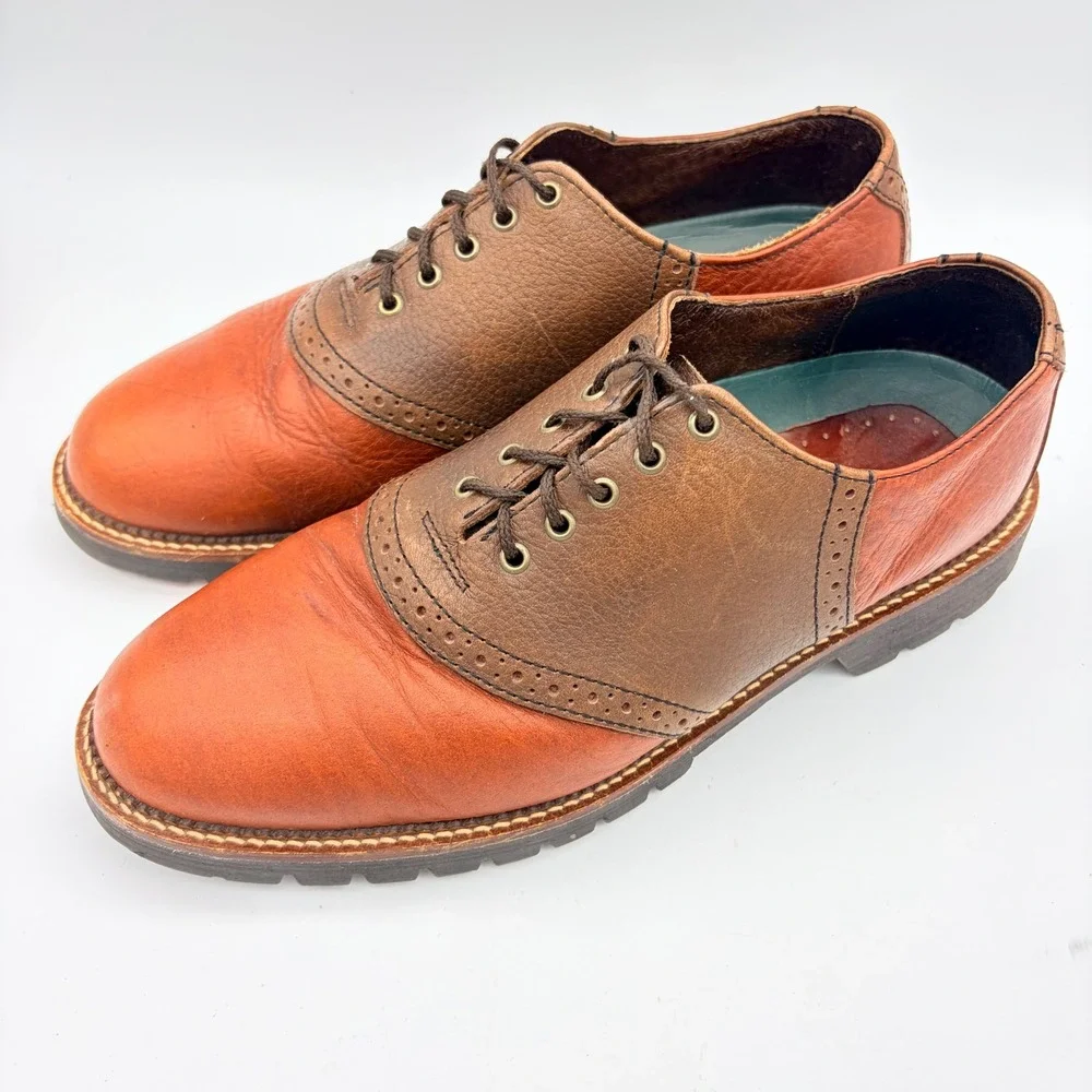 H.S. Trask American Bison Saddle Shoes Mens 9 M Brown Cognac Lug Sole Office